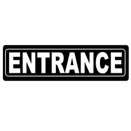 Entrance Enter Office Door Sign Metal Business Retail Store Self Adhesive Aluminum Peel and Stick 8x2 Inch Indoor/Outdoor Black (1)