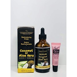 LYHB Dominican Power Coconut & Aloe Vera Restructuring Drops 118ml4 fl oz - Free Starry Lip Plumping Gloss 10 ml, 120ml4 Fl Oz