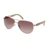 GUESS Factory Women's Metal Sunglasses Pilot, Shiny Rose Gold/Gradient Brown,