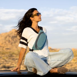 Travelon Anti-Theft The Voyages Waist Pack, Slate Blue, 11" W x 6" H x 2.5" D, Travelon Anti-Theft The Voyages Waist Pack