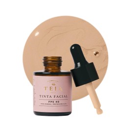 TEIA COSMETICOS Tinta de Maquillaje FPS 40 100% mineral - Escualeno y Vitamina E - Cobertura media 20ml tono CLARO