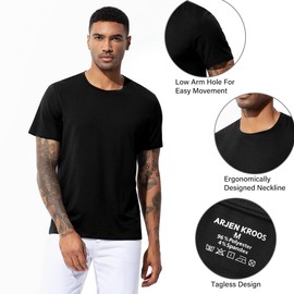 Arjen Kroos Men's Quick Dry Gym T-Shirts Multipack Workout Short Sleeve Shirts Athletic Running Undershirts,Black*4,Small
