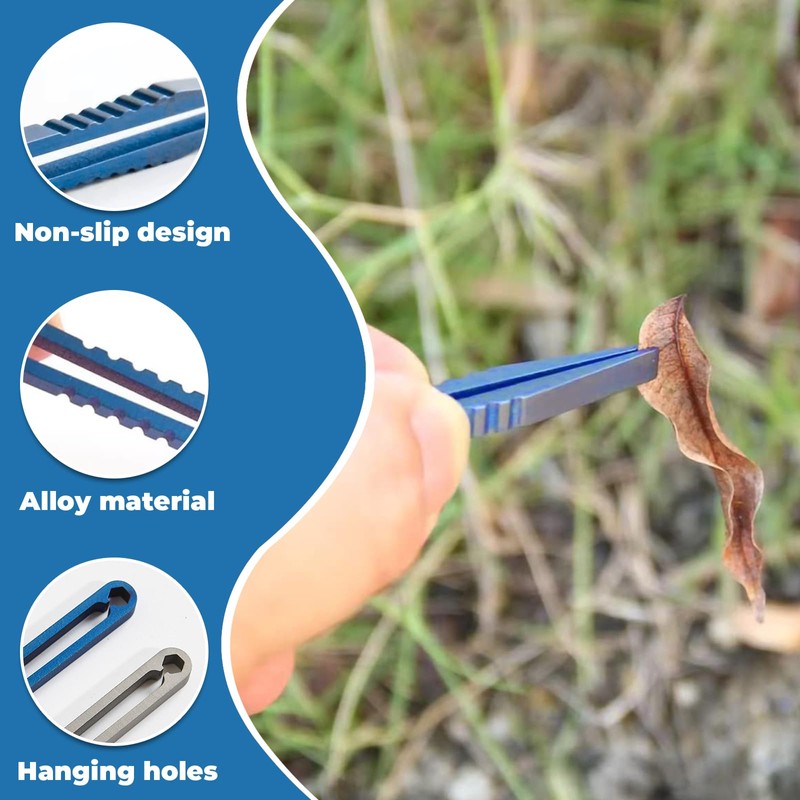 2Pcs Lightweight Mini Titanium Tweezers Non-Slip Portable Titanium Tweezers Sturdy