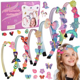 GOLDGE Girls Headbands Making Kit, Gifts for 6-12 Year Old Girls, Girls Toys Age 4-10, Birthday Gifts for Girls Kids DIY Hair Accessories Set, Girls Craft Kits for Kids Birthday Presents DIY