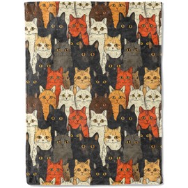 Cat Theme Blanket Plush Flannel Throw Blanket - Ultra Soft & Warm, Comfy & Lightweight - Perfect for Couch, Travel, Bedroom, Bed, Living Room - Cozy, Fuzzy Gift 50in×60in