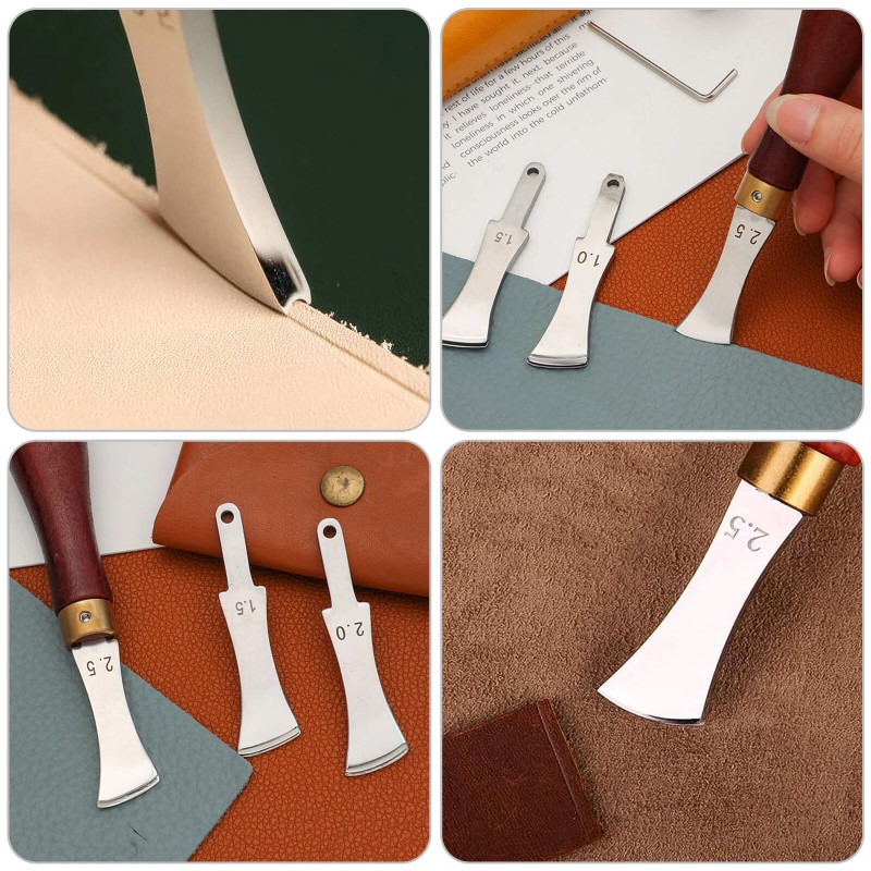 NSIoutlet 6PCS Leather Craft Edge Creaser Tool Kit with Wood