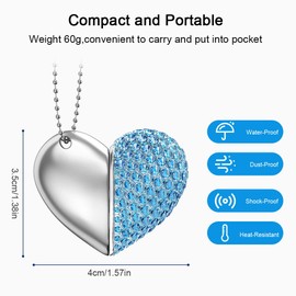 RAOYI 32GB Heart Shape USB 2.0 Flash Drive Crystal Memory Stick Thumb Drive Pen Drive Jump Drive Jewelry Pendant Necklace with Key Chain-Blue