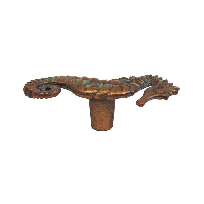 Treasure Gurus Verdigris Copper Metal Seahorse Kitchen Cabinet Pull Dresser