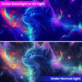 Blacklight Tapestry,Cat Animal Tapestry Glow In The Dark,UV Reactive Black Light Upright Posters Wall Hanging for Bedroom Dorm Living Room Backdrop Decor 79x59in