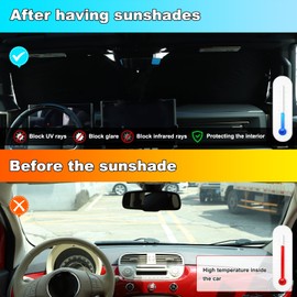 Windshield Sun Shade Compatible with Hummer EV Accessories 2024 2025 Car Front Windshield Sun Shade Foldable Sun Shade Cover Auto Interior Sun Protection Visors (Black and Silver)