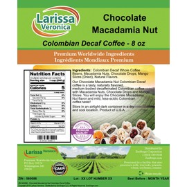 Chocolate Macadamia Nut Colombian Decaf Coffee (Gourmet, Naturally Flavored, Whole Coffee Beans) (8 oz, ZIN: 560086) - 3 Pack