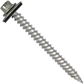 Stainless Steel Metal Roofing Screw: NO Paint (250) 12 x 2-1/2" Hex Sheet Metal Roof Screw. Sharp Point Metal to Wood siding Screws. 5/8" EPDM Washer.