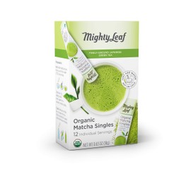 Mighty Leaf Tea, Organic Matcha Green Tea Singles - 1 Box of 12 Single Serve Packets, 100% Japanese Matcha, Unsweetened