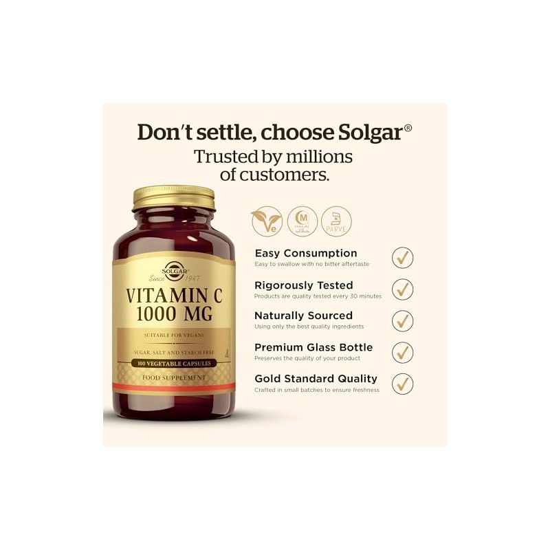 Solgar Vitamin C 1000 mg Vegetable Capsules - Pack of