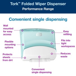 Tork Folded Wiper Dispenser Aqua/White W4, Wall-Mounted, 654021