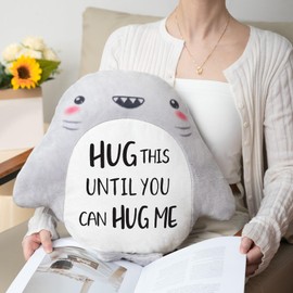 musaecoin Long Remote Distance Relationship Gifts- Novelty Cute Plush Shark Pillow- Birthday Gifts for Girlfriend/Boyfriend, I Love Miss You Gift for Her/Him, 15”×15”