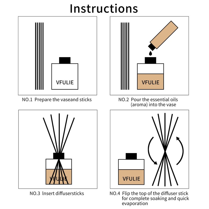 VFULIE 100PCS Reed Diffuser Sticks, 10 Inch Natural Rattan Wood