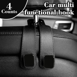 4 Counts Car Seat Headrest Hook, Improved Car Seat Back Double Hooks, Car Purse Hook, Hooks for Purses, Bags and Mobile Phones, Car Organization Accessories:_Gray