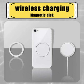 Leeneen Universal Metal Rings Sticker for Magnetic Charger Compatible with Mag-safe Magnetic Wireless Charger,Ultra-Thin Car Charger Conversion Accessories 6Pcs(NO Magnet) (White)