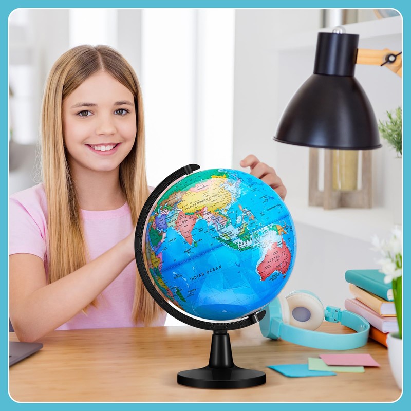 Amylove 13'' Illuminated World Globe with Stand 720°/360° Rotation Rewritable