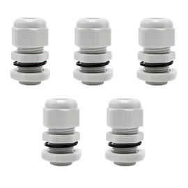 AIRTAK 3/8" Waterproof Cable Glands - White Adjustable Cord Grips for 4-8mm Cables, Nylon PA66 with Gaskets (5-Pack) - Ideal for Outdoor, Industrial & Electrical Applications.