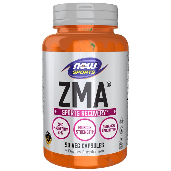 NOW Sports Nutrition, ZMA (Zinc, Magnesium and Vitamin B-6), Enhanced Absorption, Sports Recovery*, 90 Capsules