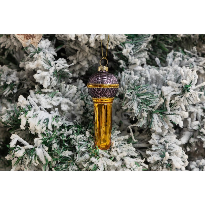 2 Count Hand Blown Glass Microphone Christmas Ornaments for Christmas
