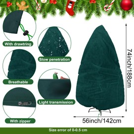 Christmas Tree Storage Bag Xmas Tree Cover Upright Tree Dust Proof Bag with Zipper & Drawstring for Xmas Tree Dust-Proof Bag Christmas Fully Decorated Artificial Trees Cover (Green,6 x 4.6 Feet)