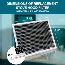 Range Hood Filter Replacement Compatible with Broan Nutone 41F 97007696 – 3-Pack Charcoal Carbon & Aluminum Grease Combo – Fits Kenmore, Maytag, Jenn-Air – 10.5” x 8.75” Easy Install, Odor Removal