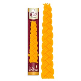OHR CANDLES Braided Beeswax Havdalah Candle - Pure Bees Wax Shabbat Candle - Shabbat Judaica Gift - Flat Braid- 1-Pack