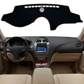 KEEGTBOX Dash Mat Cover Interior Dashboard Protection pad Compatible with Lexus ES240 ES350 Sedan 2007-2012 Dashboard Cover Pad Carpet Protector (Red Trim)