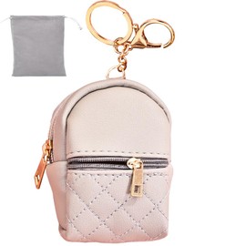 Mini Backpack Coin Purse Key Chain Women Coin Purse Change Wallet Coin Pouch Wallets Purse Keychain Mini Backpack Style Keychain, Grey, ONE SIZE