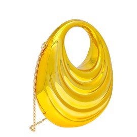 COOLOYA Women's Thread Acrylic Clutch Purses Metallic Top Handle Handbag Evening Wedding Party Crossbody Bag With Chain Gold One Size