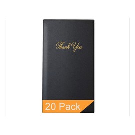 20 PCS Vinyl Guest Check Presenters,Guest Check Card Holder with Gold " Thank You " Imprint, 5.5" x 10" Standard Black Server Book, Water Resistant with Durable Turned Edges and a Soft
