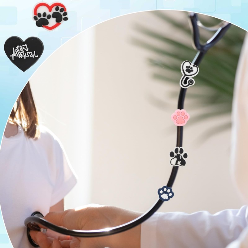 Cute Cat Dog Paws Stethoscope Charms for Nurses Veterinary
