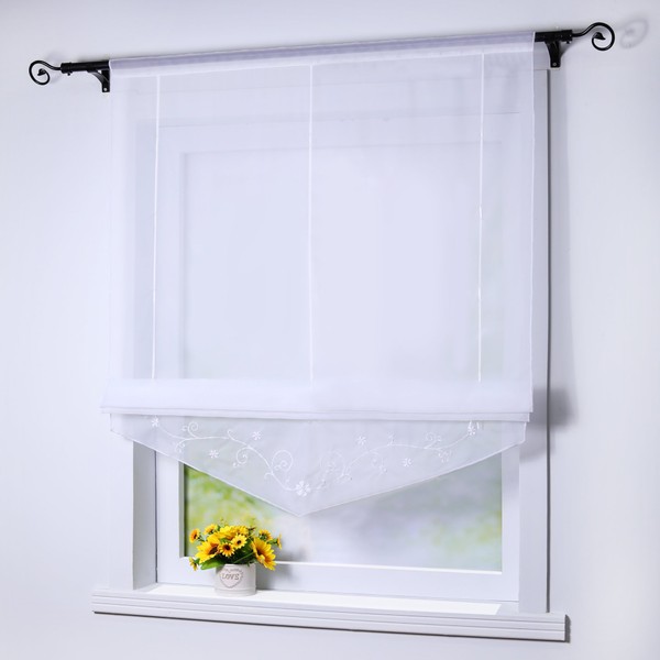 Joyswahl Lisa Transparent Roman Blind Voile with Drawstring Embroidery, Curtain