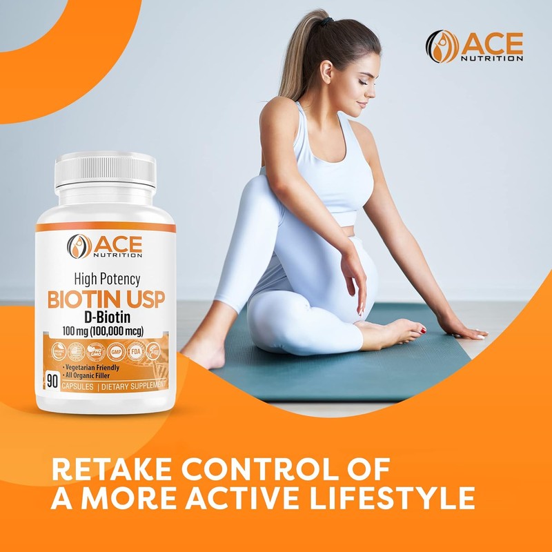 High Potency Biotin USP – 100mg (100,000mcg): Premium D-Biotin Supplement