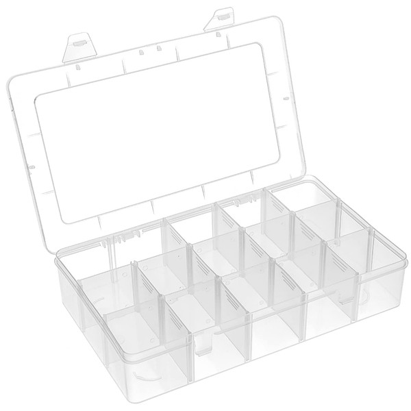 BTremary 15 Grids Transparent Plastic Jewellery Bead Organiser Storage Box