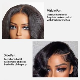 Chrypk Natural Wave Wear and Go Glueless Bob Wigs Human Hair 5x5 HD Lace Closure Wigs Pre Plucked Bob Body Wave Lace Front Wigs for Black Women (Natural Black, 20 Inch)
