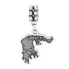 LGU Sterling Silver Oxidized Greece Textured Map Dangle Bead Charm
