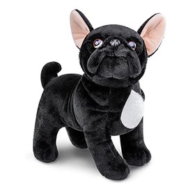 lilizzhoumax Dog Pug Plush Toy 27 cm / 11.8 inches, Simulated Animal Dog Plush Toy Kawaii Pug Cuddly Toy Realistic Dog Plush Toy for Wild Animals, Gift for Friends and Children, Black