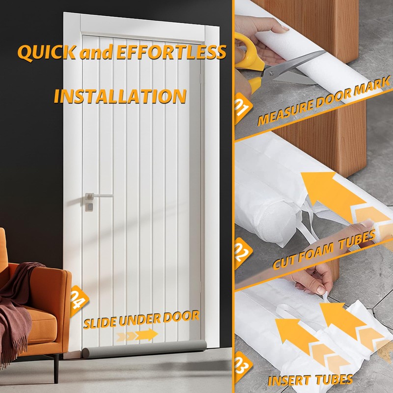 MAXTID Large Door Draft Blocker 32" Grey Bottom Door Draft