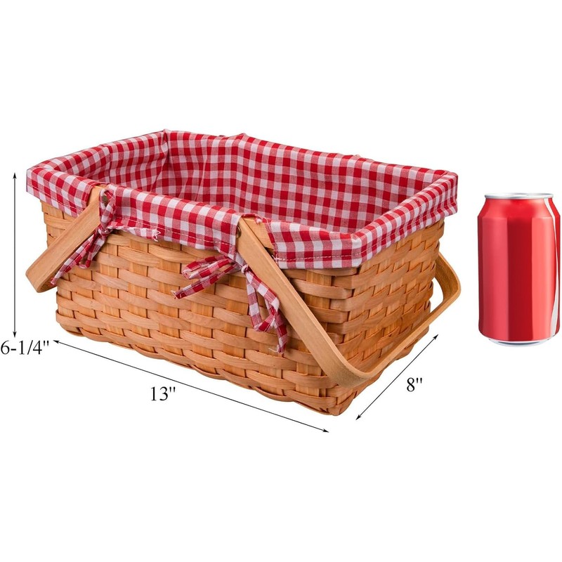 Bekith Picnic Basket Natural Split Shopping Storage Basket Woven Hamper