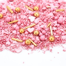 Super Streusel Rosa Lieblingsding Sprinkles Heart Sprinkles Mix 90 g | Pink Confetti Decoration Edible | Edible Decoration Sprinkles Pink Gold | No AO Dyes | All Ingredients from the EU (90 g)