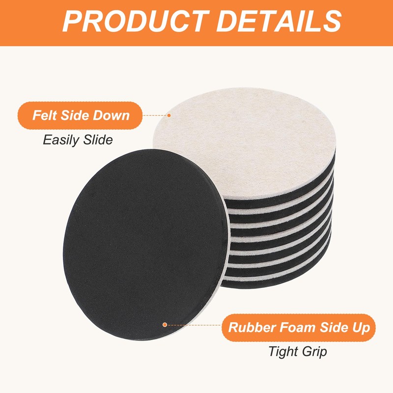 PATIKIL 5 Inch Felt Furniture Sliders, 8 Pcs Round Furniture