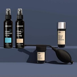 Hair Illusion 100% Real Hair Fibers Kit: Fibers, Hold & Water Spray, Applicator Instant Natural Hair  Enhancement Sensitive Blend Non Synthetic:_Black