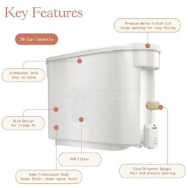 Beautiful by PUR 30 Cup Dispenser Water Filtration System, White by Drew Barrymore