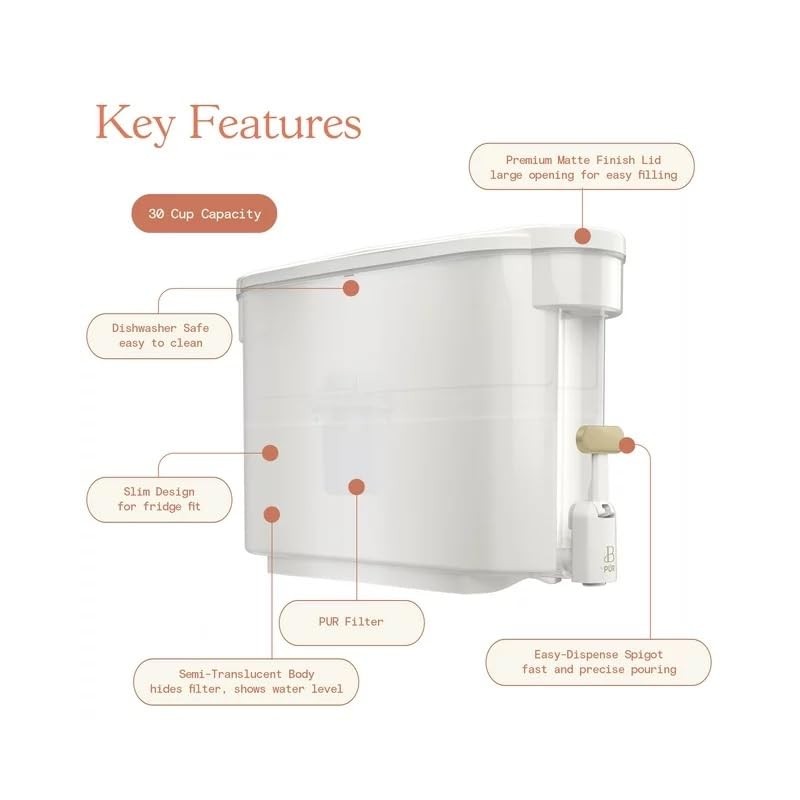 Beautiful by PUR 30 Cup Dispenser Water Filtration System, White