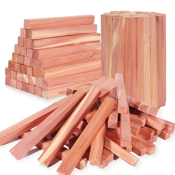 50PCS Cedar Sticks, 100% Aromatic Red Cedar Blocks Cedar Planks