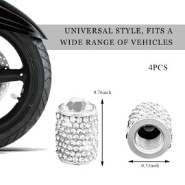 ZNDAW 4 PCS Tire Stem Valve Caps, Bling Crystal Rhinestone Wheel Tire Valve Cap Set with Rubber Ring, Dustproof Leakproof Sparkling Air Stem Cover Universal for Most Vehicles (White)